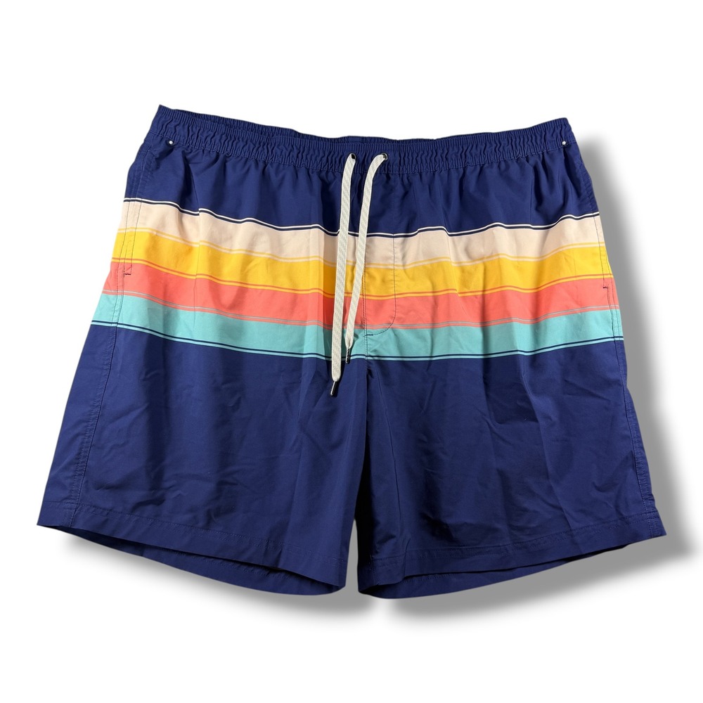 Sonoma Goods For Life Mens 3XLT Blue Striped Swim Trunks Board Shorts Mesh